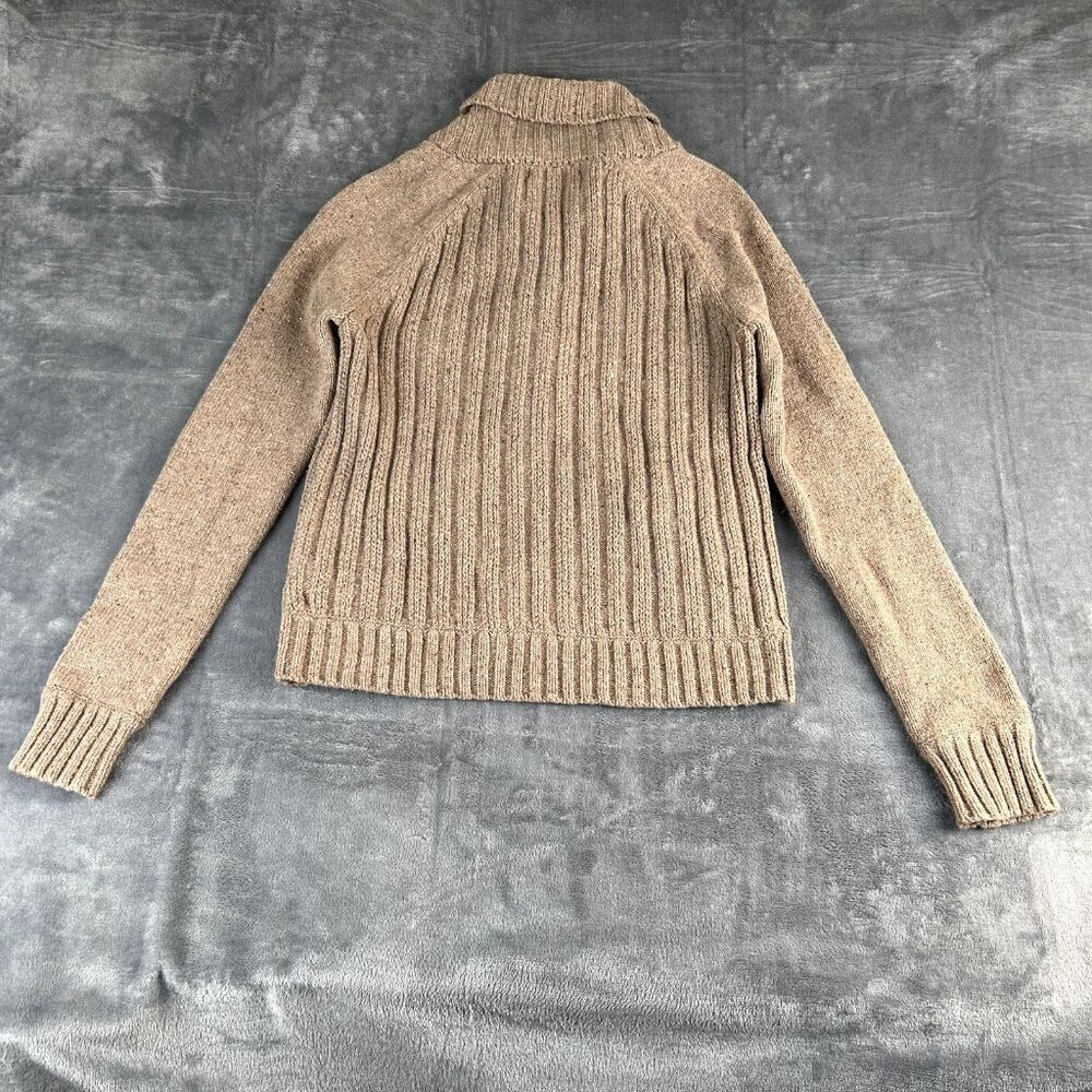 Eddie Bauer Angora Wool Cardigan Sweater Sz Large Cable Knit Chunky Shawl Neck - Picture 7 of 8